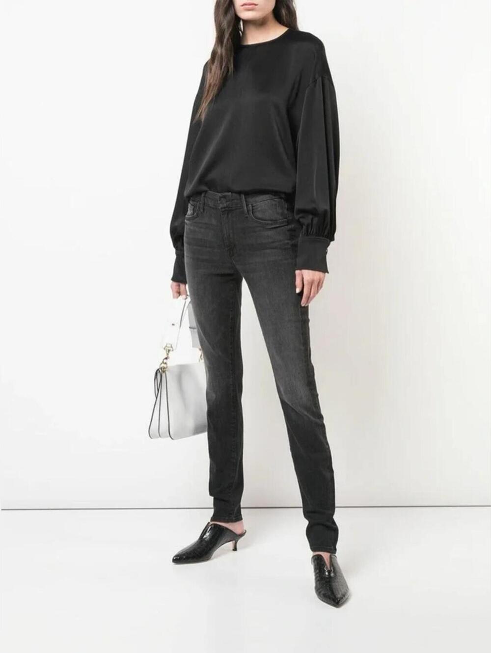 Mother Looker High Waisted Black Hawk Skinny Jeans - 26